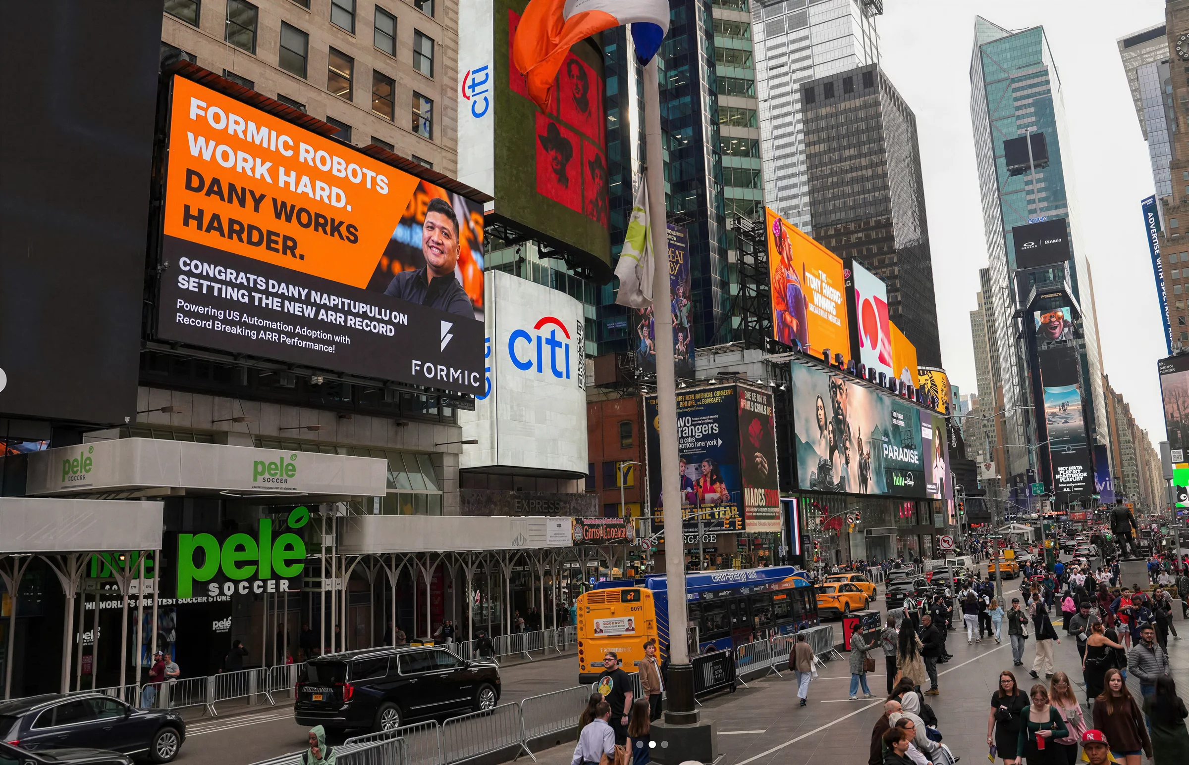 Formic advertising on a Times Square billboard