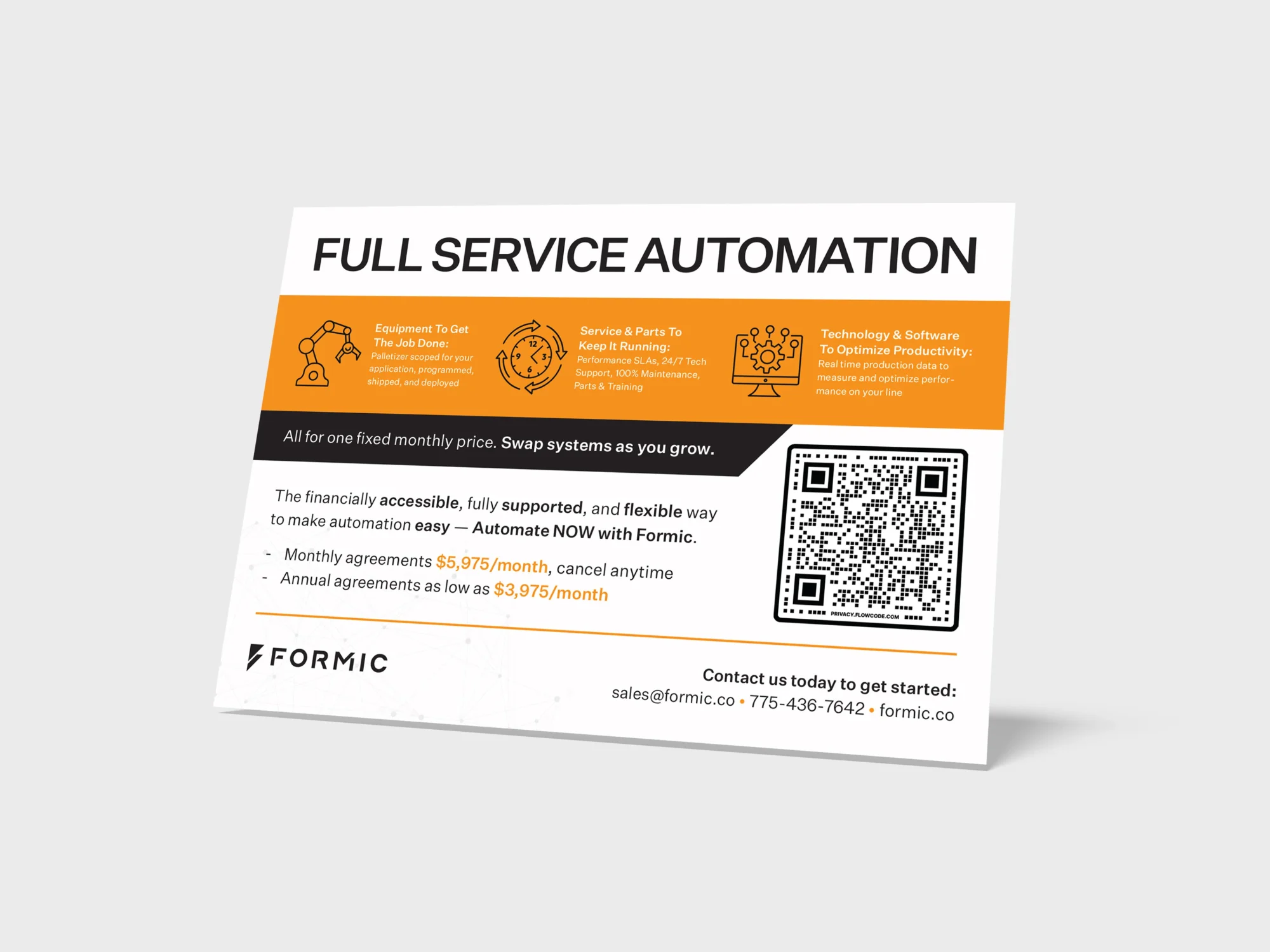 Formic full-service automation table card