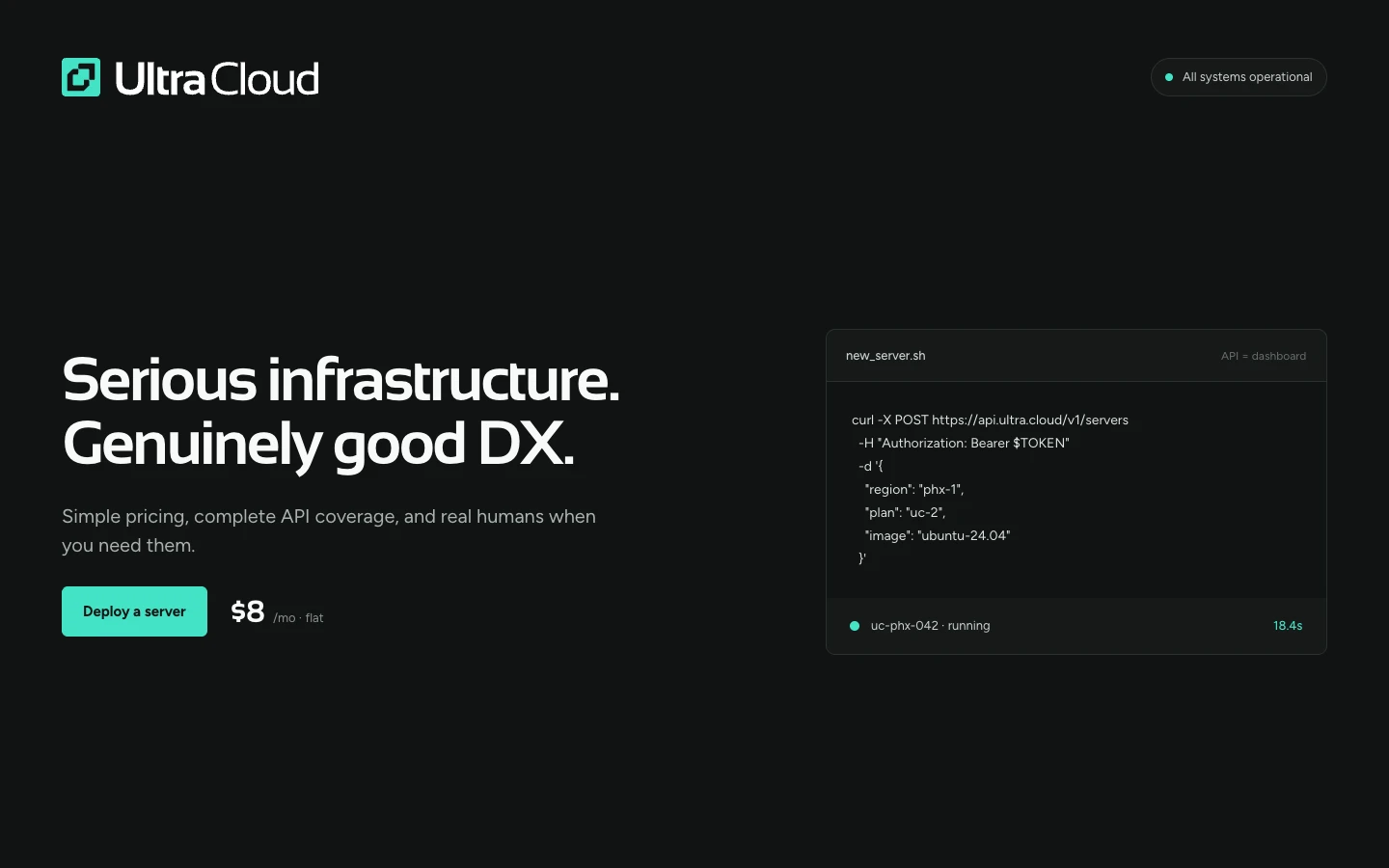 Ultra Cloud pricing page concept